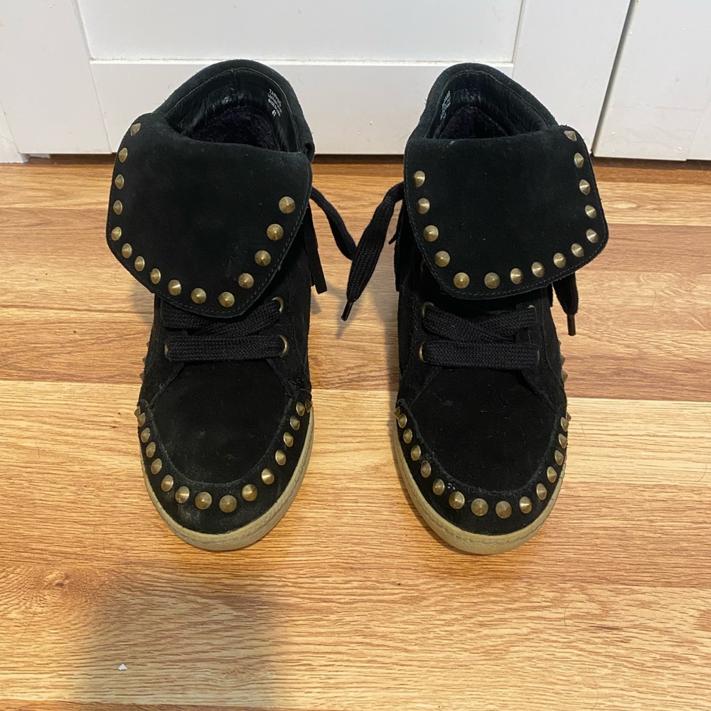 ASH black suede fringe studded sneakers size 42